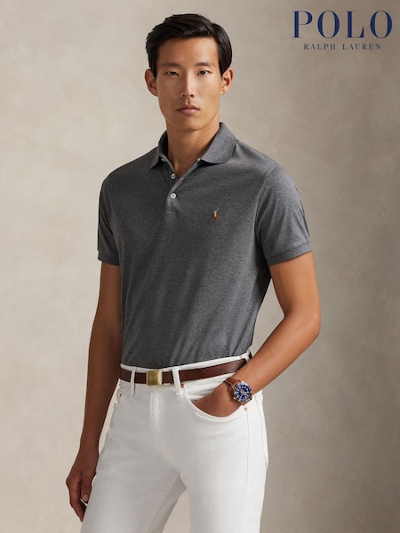 Polo Ralph Lauren Grey Flannel Heather Short Sleeve Polo Shirt (H82061) | £140