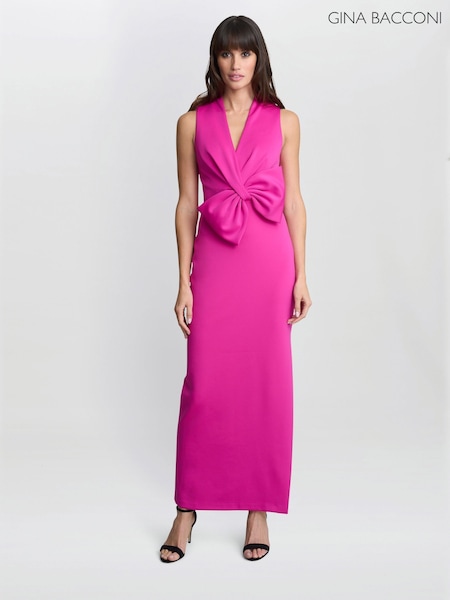 Gina Bacconi Pink Sienna Maxi Dress With Bow Detail (H82149) | £260