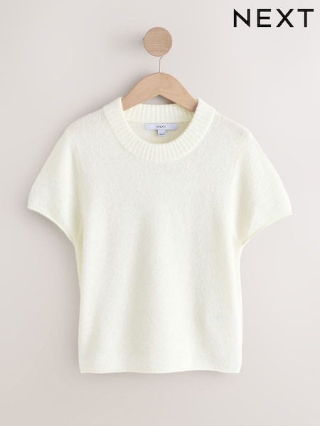 Ecru Sheer Knitted Short Sleeve T-Shirt (H82212) | £0