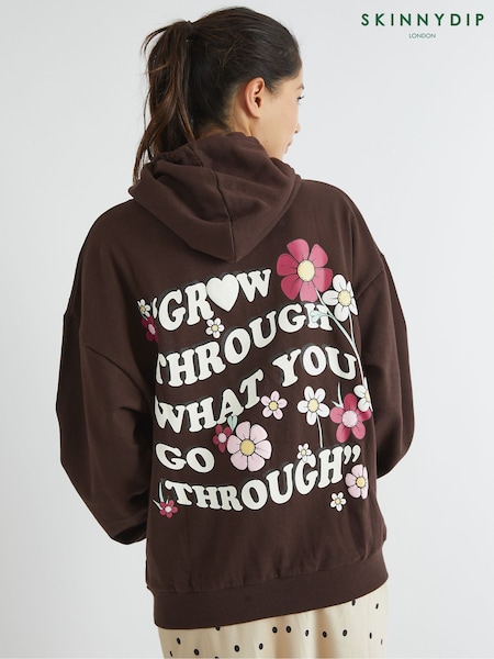 Skinnydip Brown Grow Through What You Go Through Hoodie (H82302) | £40