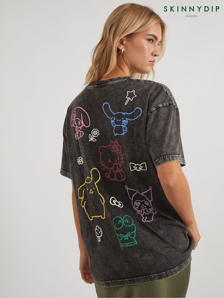 Skinnydip Grey Hello Kitty x Skinnydip Friends Outline T-Shirt (H82334) | £24