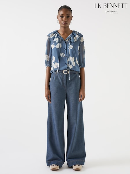 LK Bennett Blue Freya Midnight Stretch Ponte Denim Trousers (H82401) | £149