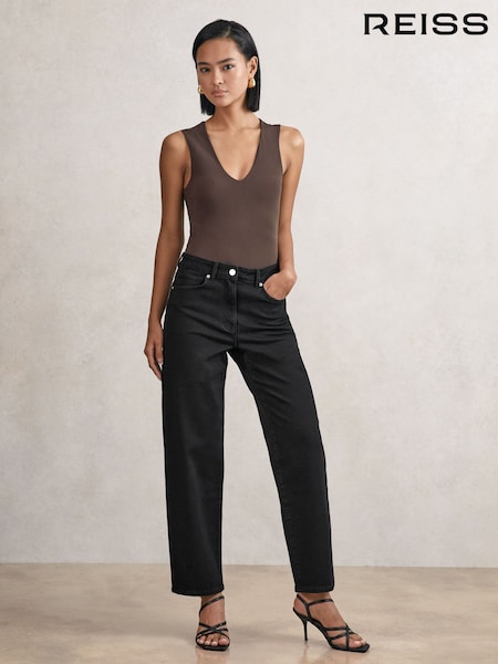 Reiss Black Selin Mid Rise Straight Leg Jeans (H82414) | £120