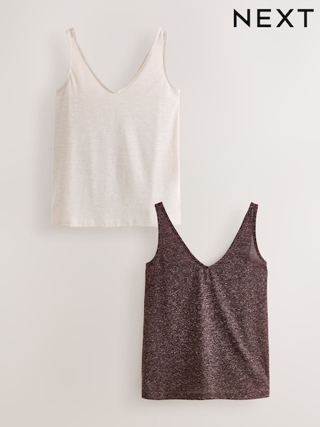 Chocolate/Sage Linen Blend Vests 2 Pack (H82487) | £29