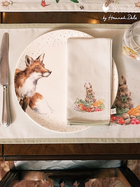 Wrendale Set of 4 Green Garden Friend Animal Print Fabric Placemats (H82520) | £40