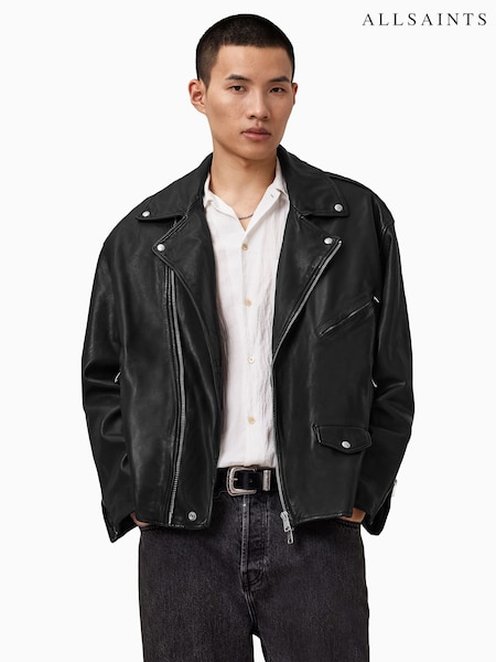AllSaints Black Bradford Biker Jacket (H82544) | £489