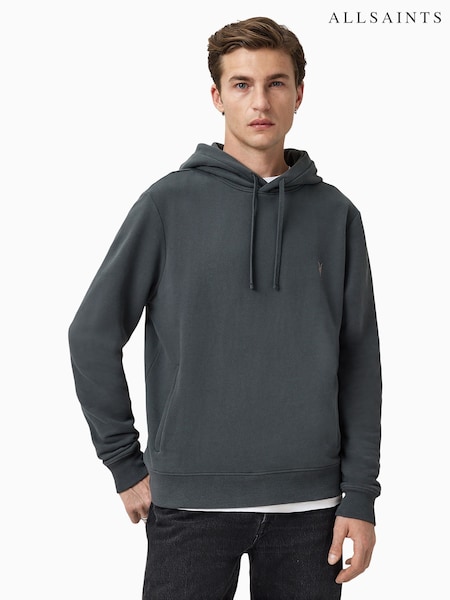 AllSaints Blue Raven Grey Pullover Slim Fit Hoody (H82583) | £105