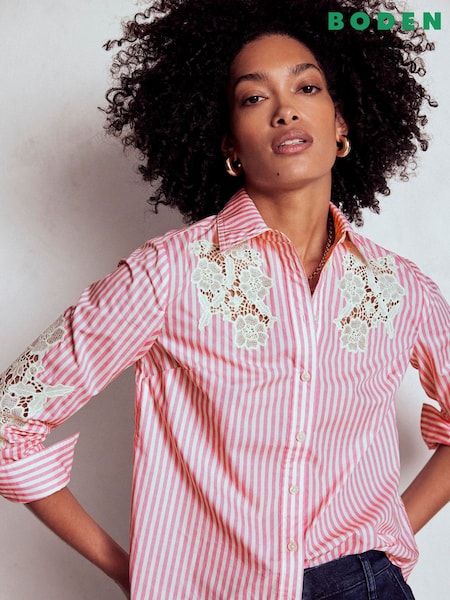 Boden Pink Sienna Embroidered Shirt (H82631) | £98