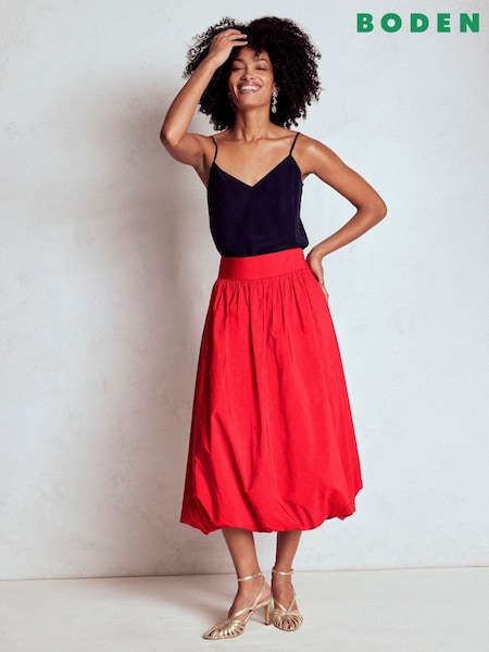 Boden Red Bubble Hem Midi Skirt (H82662) | £129