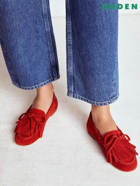 Boden Red Soft Tassel Deck Shoes (H82715) | £130