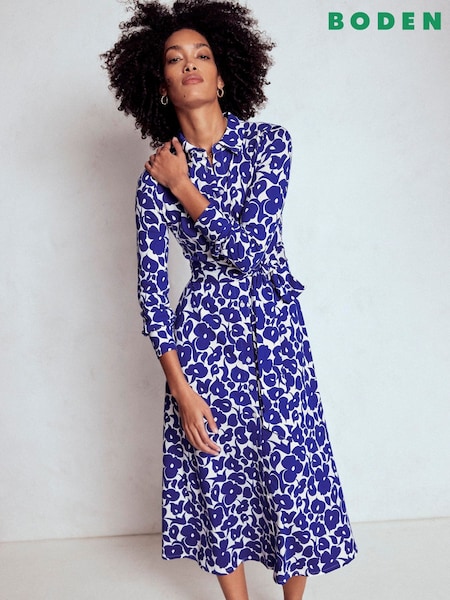 Boden Blue Marcia Jersey Shirt Dress (H82731) | £98