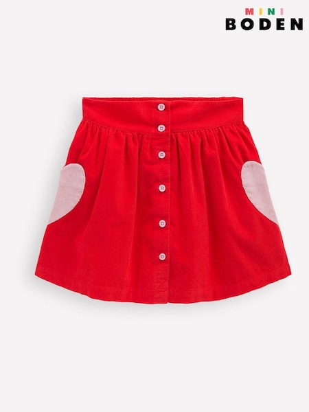 Boden Red Button Through Mini Skirt (H82754) | £29 - £35