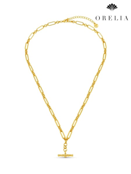 Orelia London Gold Tone Open Link T-Bar Drop Necklace (H82858) | £30