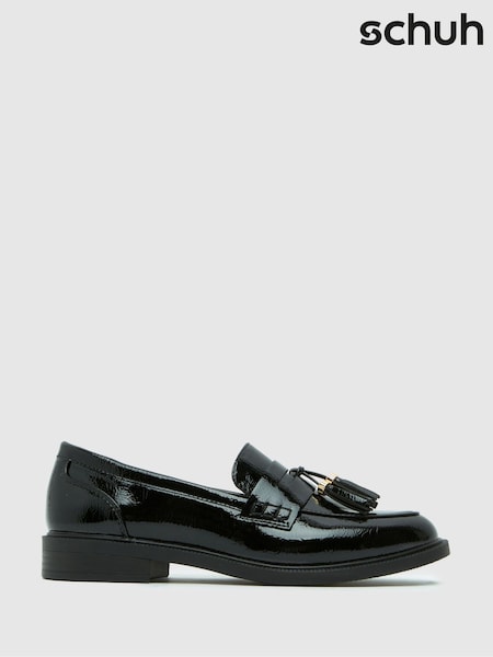 Schuh Layne Patent Tassel Black Loafers (H82895) | £32