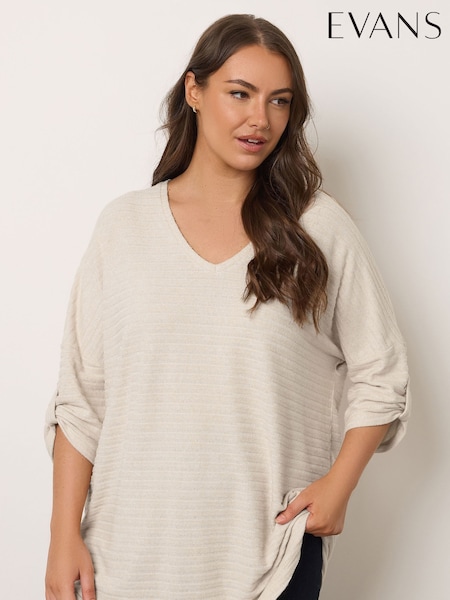 Evans Turn Back Sleeve Ribbed Jumper (H83239) | £36