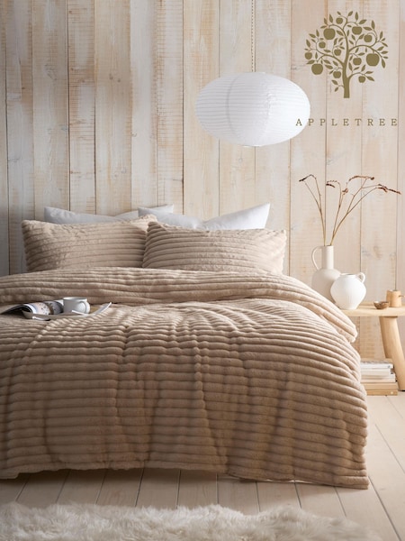 Appletree Natural Morritz Faux Fur Duvet Cover Set (H83256) | £60 - £90
