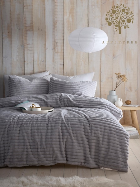 Appletree Grey Morritz Faux Fur Duvet Cover Set (H83261) | £60 - £90