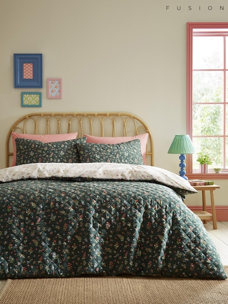 Fusion Green Nelly Textured Duvet Cover Set (H83262) | £25 - £50