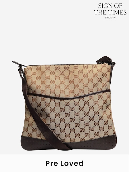 Sign of the Times GG Canvas Messenger Brown Bag (H83322) | £0