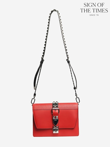 Sign of the Times Red Elektra Spiked Leather Bag (H83328) | £0