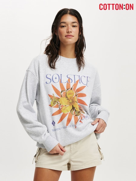 Cotton On Grey Classic Graphic Print Crew Sweatshirt (H83338) | £0