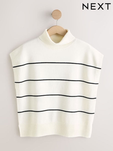 Monochrome Stripe Tank Roll Neck Cover-Up (H83396) | £24