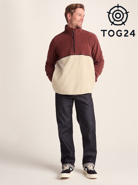 Tog 24 Red Mens Kirton Fleece Zip Neck Fleeces (H83463) | £39