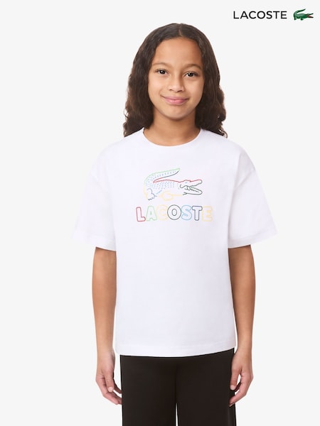 Lacoste White Short Sleeve Knit Top (H83518) | £35