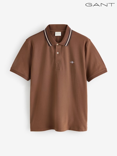 GANT Brown Tipped Polo Shirt (H83576) | £95