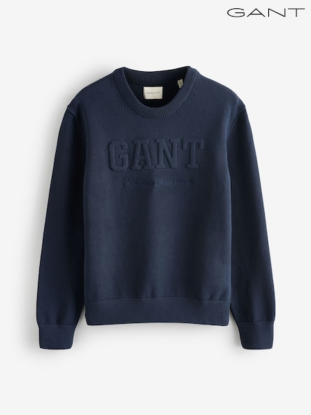 GANT Blue Tonal Graphic Knit Jumper (H83591) | £145