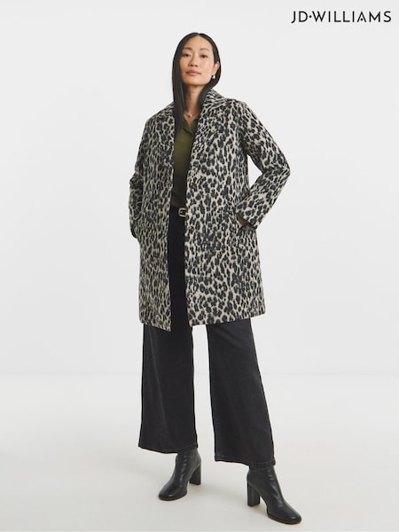 JD Williams Animal Button Front Single Breasted Lined Coat (H83643) | £62
