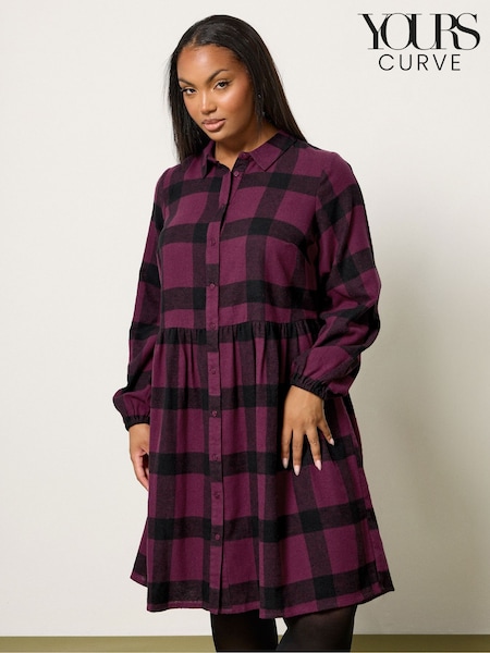 Yours Curve Red Check Shirt Dress (H83716) | £34