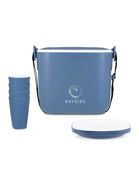 Bayside Blue Pool 5L Cool Box Plates + 4 x Tumblers Set (H83866) | £38
