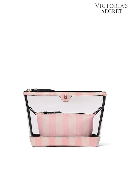 Victoria's Secret Iconic Stripe Pink AM/PM Makeup Bag Duo (H84019) | £26