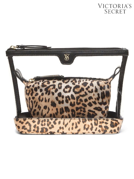 Victoria's Secret Leopard Brown AM/PM Makeup Bag Duo (H84050) | £26