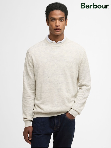 Barbour® Natural Flaxby Linen Blend Crew Neck Jumper (H84227) | £100