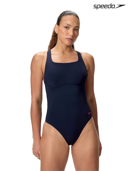 Speedo Blue Solid Flex Band One Piece Swimsuit (H84295) | £55