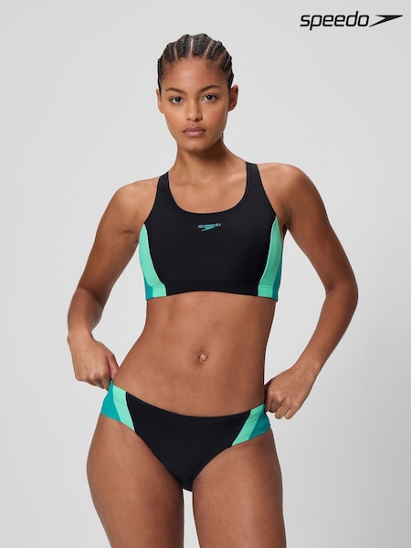 Speedo Black Colourblock Splice 2.0 Two Piece Bikini (H84326) | £37