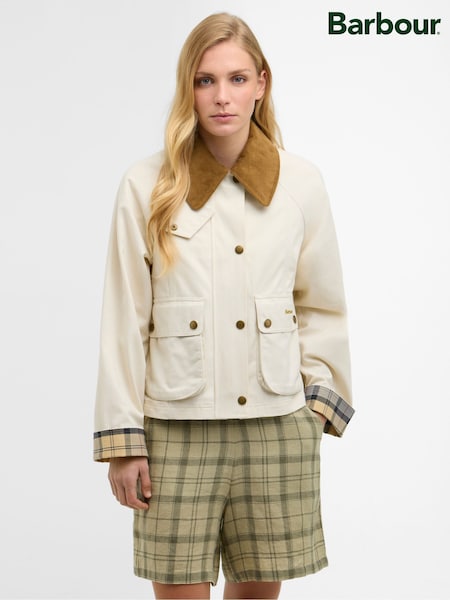 Barbour® Cream Cropped Beadnell Casual Jacket (H84421) | £169