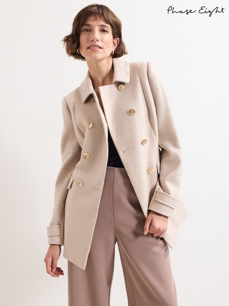 Phase Eight Natural Aurelie Wool Peacoat (H84482) | £210