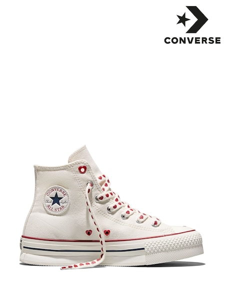 Converse White Chuck Taylor Lift Platform Hearts Trainers (H84516) | £60