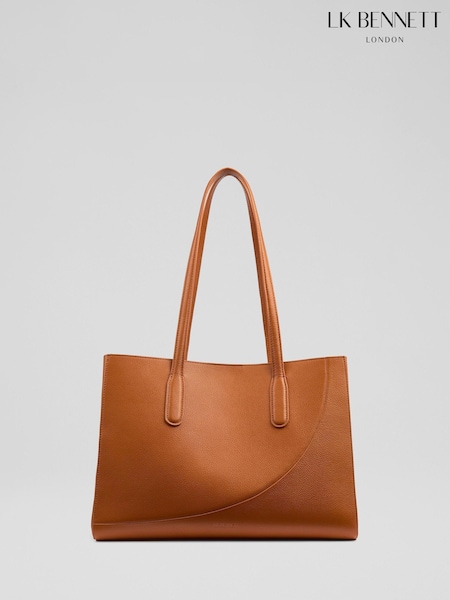 LK Bennett Brown Olivia Grained Leather Old Tote (H84603) | £299