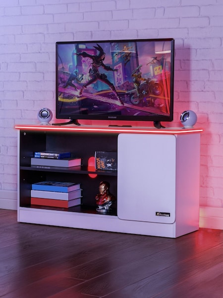X Rocker White Carbon-Tek TV Media Cabinet With Neo Fibre (H84620) | £140