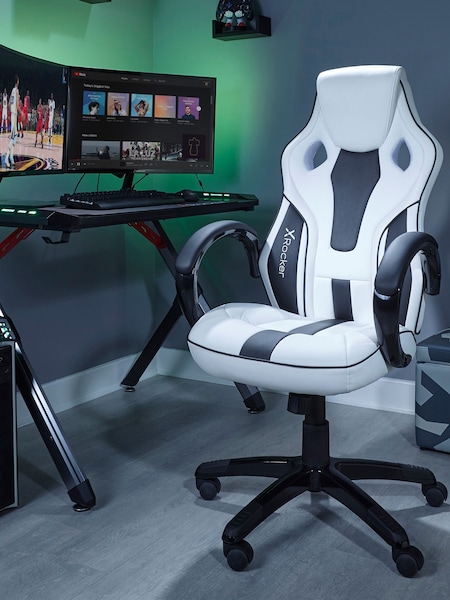 X Rocker White Maverick Height Adjustable Office Gaming Chair With Natural Lumbar Support (H84623) | £140