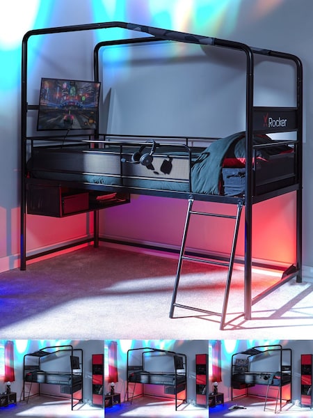 X Rocker Black Contra Mid Sleeper Gaming Bunk Bed With Reversible Profile (H84626) | £400