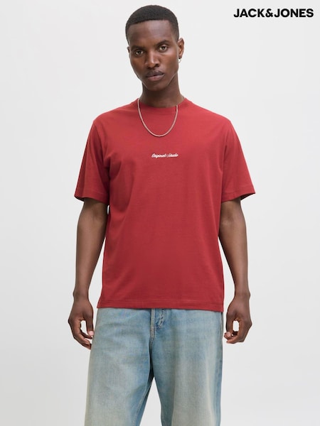 JACK & JONES Red Relaxed Fit Crew Neck T-Shirt (H84759) | £15