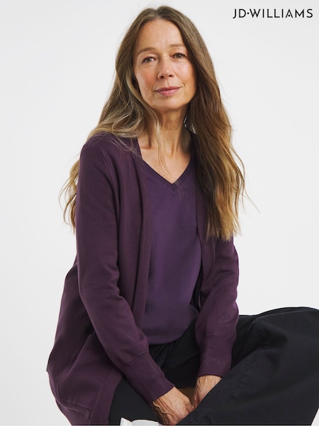 JD Williams Purple Longline Edge To Edge Cardigan (H84785) | £28