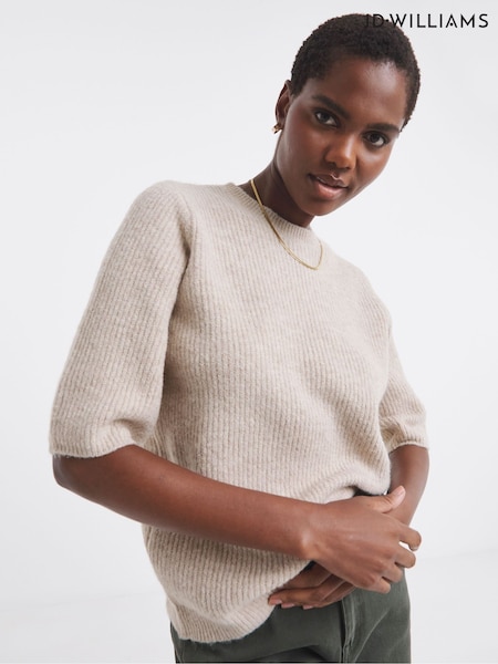 JD Williams Natural Sponge Ribbed Short Sleeve Knitted Jumper (H84790) | £25