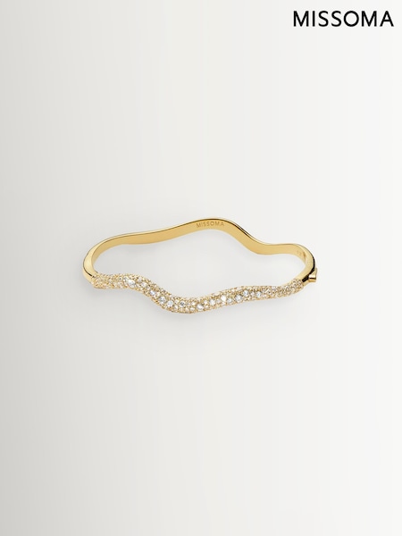 Missoma Gold Tone Molten Snow Ripple Hinged Bangle (H84883) | £225