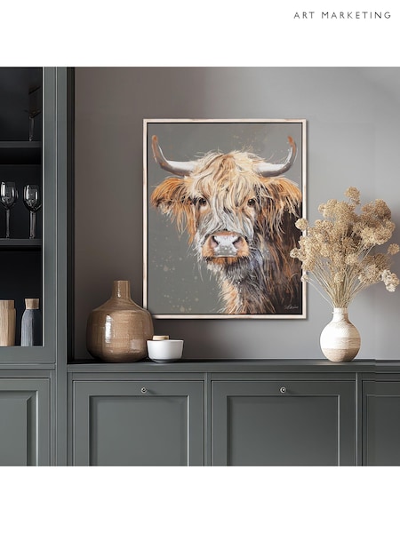 Art Marketing Brown Grey Brodie Highland Cow Small Wall Art (H84910) | £38